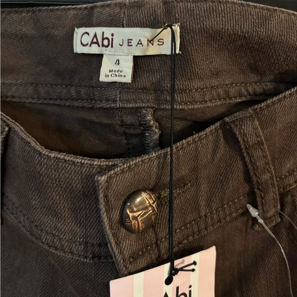 CAbi brown straight leg jeans. Size 4 Tall - Picture 4 of 6